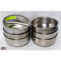 6 STAINLESS STEEL 8" HIGH QUALITY BOWLS.