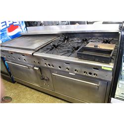 6' QUEST DOUBLE OVEN /W 36" FLAT TOP & 6 BURNERS