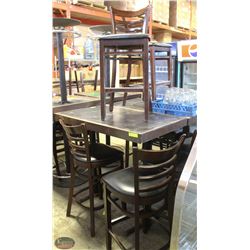 4' HI-TOP WOOD TABLE W/ 4 CHAIRS
