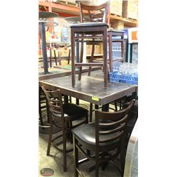 4' HI-TOP WOOD TABLE W/ 4 CHAIRS