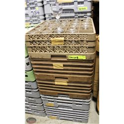 LOT OF 5 DISHWASHER TRAYS W/ COMMERCIAL GLASSWARE