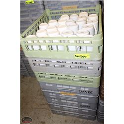 LOT OF 8 DISHWASHER TRAYS W/ ASSORTED COFFEE CUPS