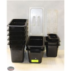 10 ASSORTED PLASTIC FOOD INSERTS WITH LID & DRIP