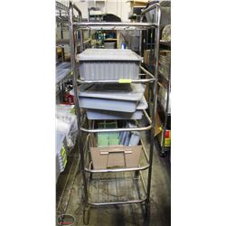 5 TIER RACK ON WHEELS WITH BUS AND FOOD PANS,