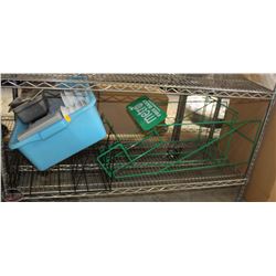 SHELF CONTENTS INCLUDING 2 WIRE DISPLAY RACKS,