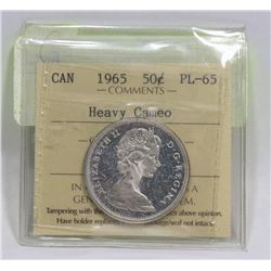 1965 CANADIAN 50 CENT SILVER COIN GRADED PL-65