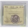 Image 1 : 1917C NEWFOUNDLAND 25 CENT SILVER GRADED EF-45