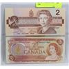Image 1 : LOT OF 2 CANADIAN $2 BILLS 1974, 1986