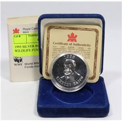 1995 SILVER RCM $50 WORLD WILDLIFE FUND COIN