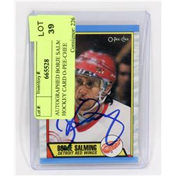 AUTOGRAPHED BORJE SALMING HOCKEY CARD O-PEE-CHEE