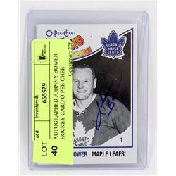 AUTOGRAPHED JOHNNY BOWER HOCKEY CARD O-PEE-CHEE