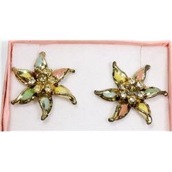 VINTAGE ESTATE ENAMELLED FLOWER EARRINGS
