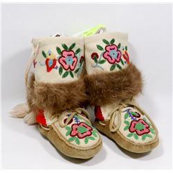PAIR OF CHILDRENS HAND BEADED MOCCASINS