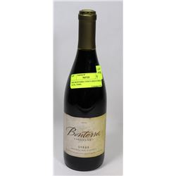 2005 BONTERRA VINEYARDS SYRAH. 14.3%, 750ML.