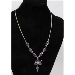 AMETHYST ADORN .925 SILVER NECKLACE AND PENDANT