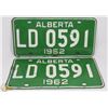 Image 1 : 1962 ALBERTA LICENSE PLATES
