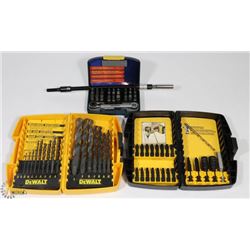 BOX W/TOOLS INCL. DEWALT DRILL-BIT SET,