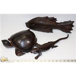 FLAT W/3 SOLID WOOD HAND CARVED