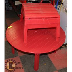 CHILDRENS PATIO TABLE W/ 2 BENCH STYLE CHAIRS