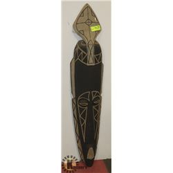 LARGE SOLID WOOD SAND PAINTED WALL