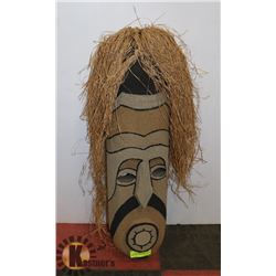 LARGE SOLID WOOD SAND PAINTED WALL