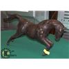 Image 1 : LARGE ANTQUE LEATHER WARPPED GLASS EYED STALLION