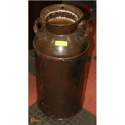 LARGE BROWN MILK CHURN 28" TALL.