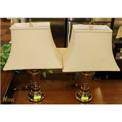 SET OF 2 BRASS TABLE LAMPS - 29 INCHES