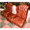 Image 1 : 31" LEATHER NAILHEAD CHAIRS WITH 28"X22" OTTOMAN