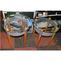 LOT OF 2 GLASS TOP END TABLES