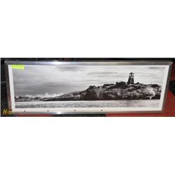 B & W  LIGHTHOUSE FRAMED PICTURE