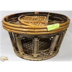 2 WICKER BAMBOO PLANTER AND SHELF