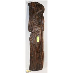 3FT HAND CARVED WOOD WOMAN
