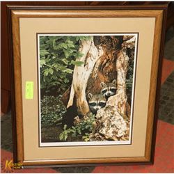 R.S PARKER "RACOON PAIR" PRINT #915/950, 21"X25".