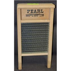 ANTIQUE PEARL CANADIAN WOODENWARE GLASS WASHBOARD