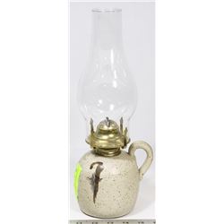 VINTAGE COAL OIL LANTERN ON A CERAMIC FINGER