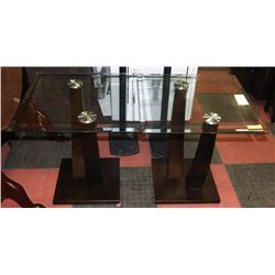 PAIR OF GLASS TOP END TABLES, 23"X23".
