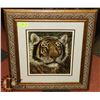 Image 1 : SOLID WOOD FRAMED TIGER PRINT SIGNED BY