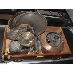 DRAWER OF ASSORTED SILVER PLATED ITEMS.