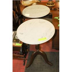 PAIR OF STONE TOP END TABLES, 15"X23".