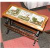 Image 1 : WOOD AND TILE TOP MAGAZINE RACK, 9"X21"X17".