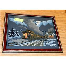 NEEDLEPOINT TRAIN PICTURE