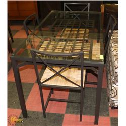GLASS TOP DINING TABLE (58"X31"X30") W/ 4 CHAIRS.