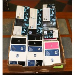 BOX OF APPROX 12 HP DESIGN JET 80 INK CARTRIDGES