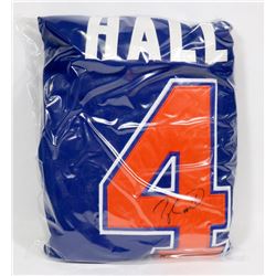 TAYLOR HALL SIGNED OILERS JERSEY.