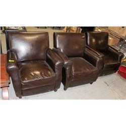 BAILIFF SEIZURE 3 BROWN ARM CHAIRS