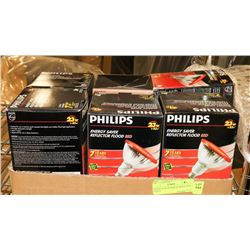 BAILIFF SEIZURE BOX OF RED FLOOD LIGHTS