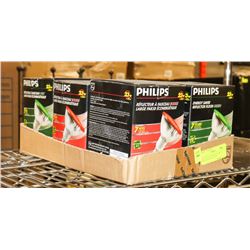 BAILIFF SEIZURE BOX OF GREEN AND RED FLOOD LIGHTS