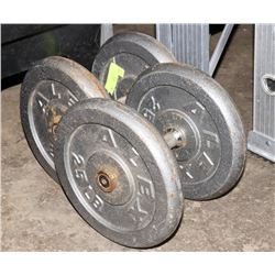 TWO 50LB DUMBELLS.