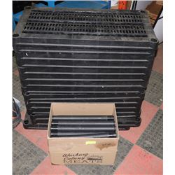 3 BLACK PLASTIC 5 SHELF RACKS